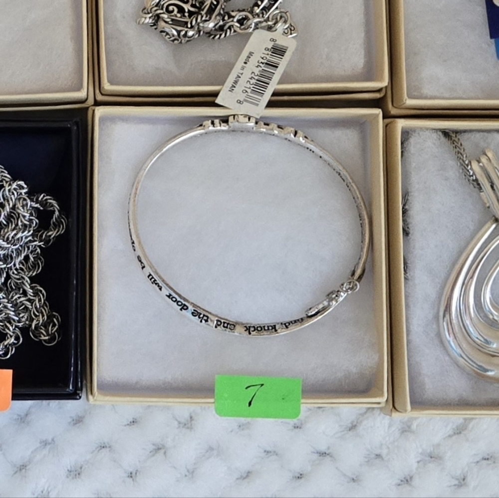 MOBIUS ASK SEEK KNOCK BANGLE BRACELET SILVER-PLATED, Gift Boxed #7 - Picture 16 of 16